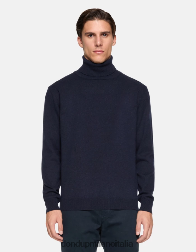 DONDUP hombres Jersey regular fit de cachemir y seda con cuello tipo polo vestir Azul marino AZX2Z0869