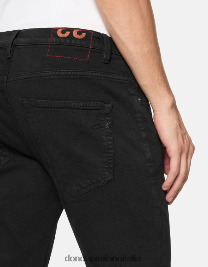 DONDUP hombres Vaqueros carrot fit Brighton en denim elástico Bull vestir negro AZX2Z0588