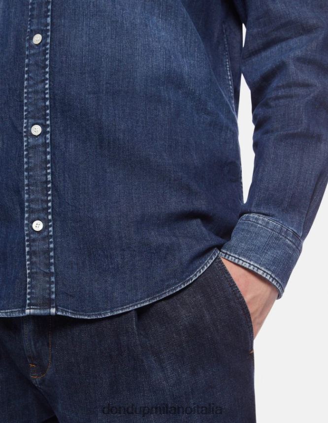 DONDUP hombres camisa vaquera regular fit vestir azul AZX2Z0856