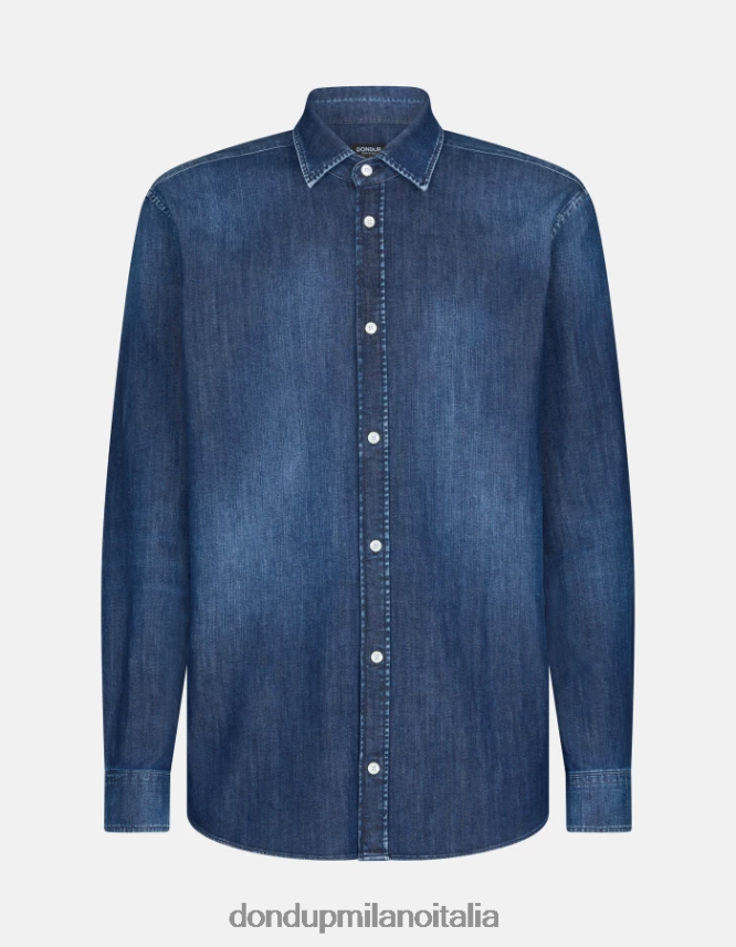 DONDUP hombres camisa vaquera regular fit vestir azul AZX2Z0856