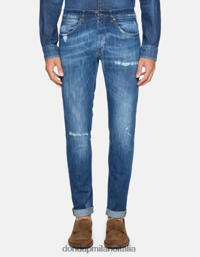 DONDUP hombres jeans ajustados george en denim elástico vestir azul AZX2Z0592