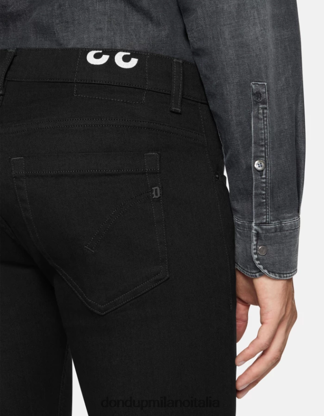 DONDUP hombres jeans ajustados george en denim elástico vestir negro AZX2Z0635