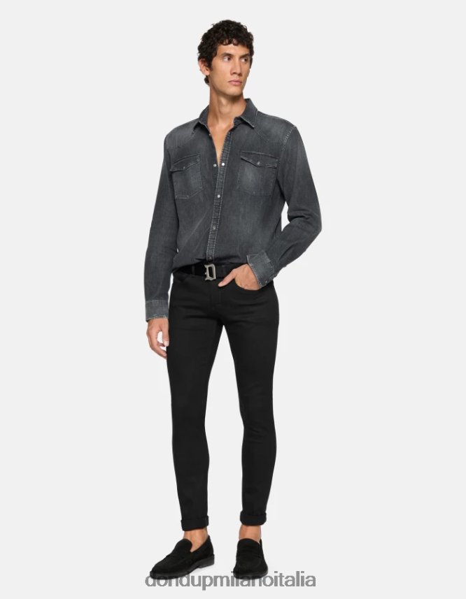 DONDUP hombres jeans ajustados george en denim elástico vestir negro AZX2Z0635