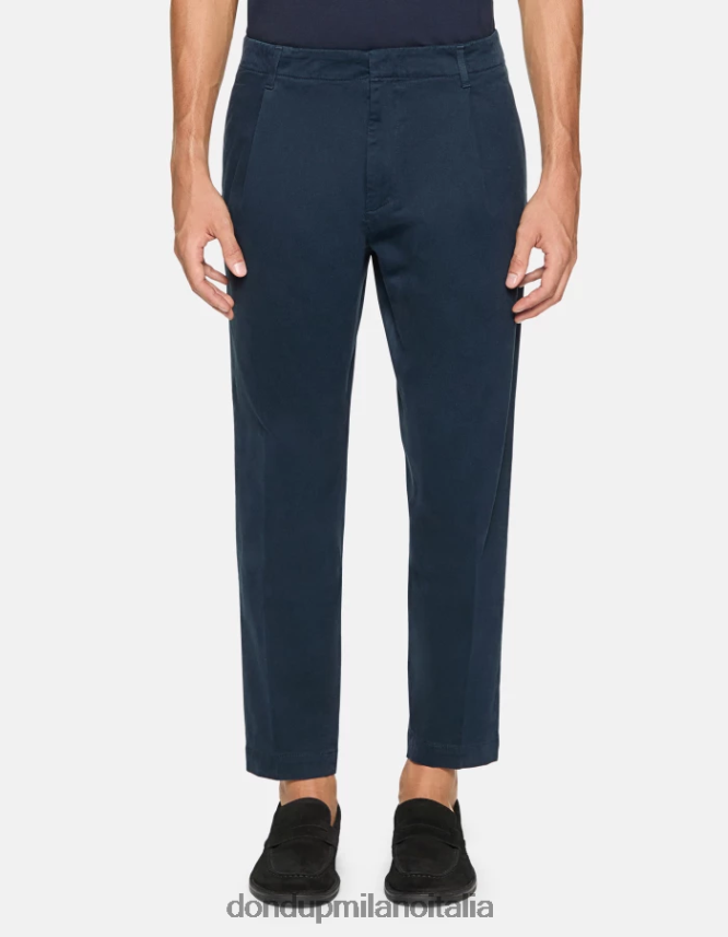 DONDUP hombres pantalones ben carrot fit de algodón vestir Azul marino AZX2Z0716