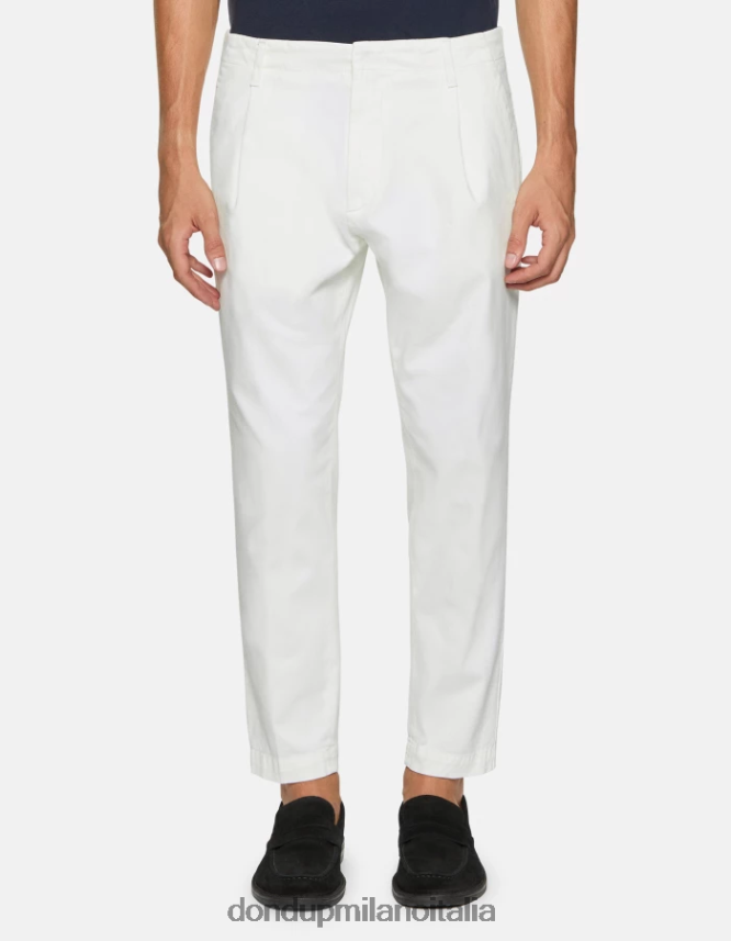 DONDUP hombres pantalones ben carrot fit de algodón vestir alabastro AZX2Z0717