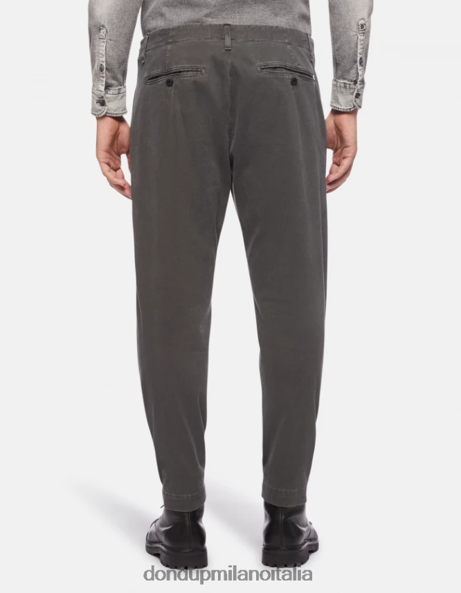 DONDUP hombres pantalones ben carrot fit de algodón vestir humo AZX2Z0680