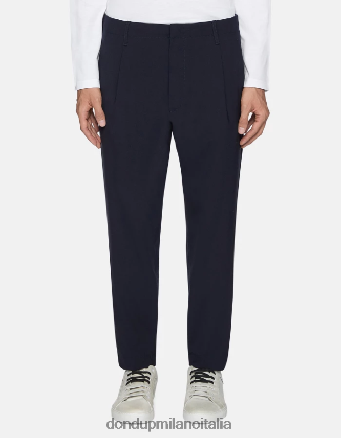 DONDUP hombres pantalones ben carrot fit de lana vestir Azul marino AZX2Z0707