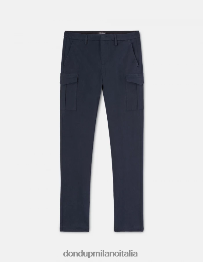 DONDUP hombres pantalones eddy slim de algodón vestir Azul marino AZX2Z0789