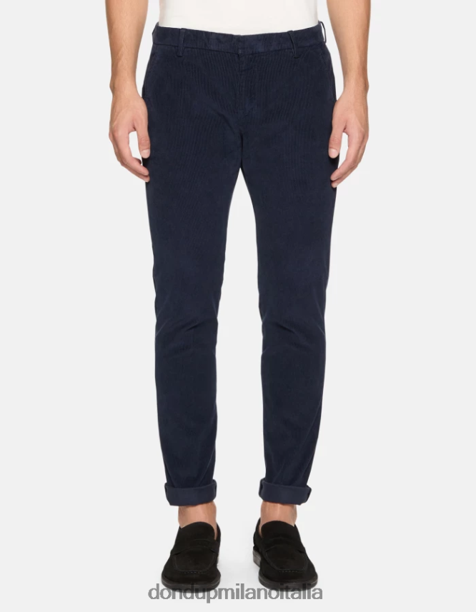 DONDUP hombres pantalones gaubert slim de terciopelo vestir Azul marino AZX2Z0767