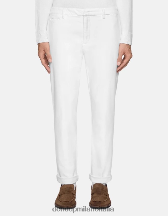 DONDUP hombres pantalones joe carrot fit de algodón vestir blanco AZX2Z0749