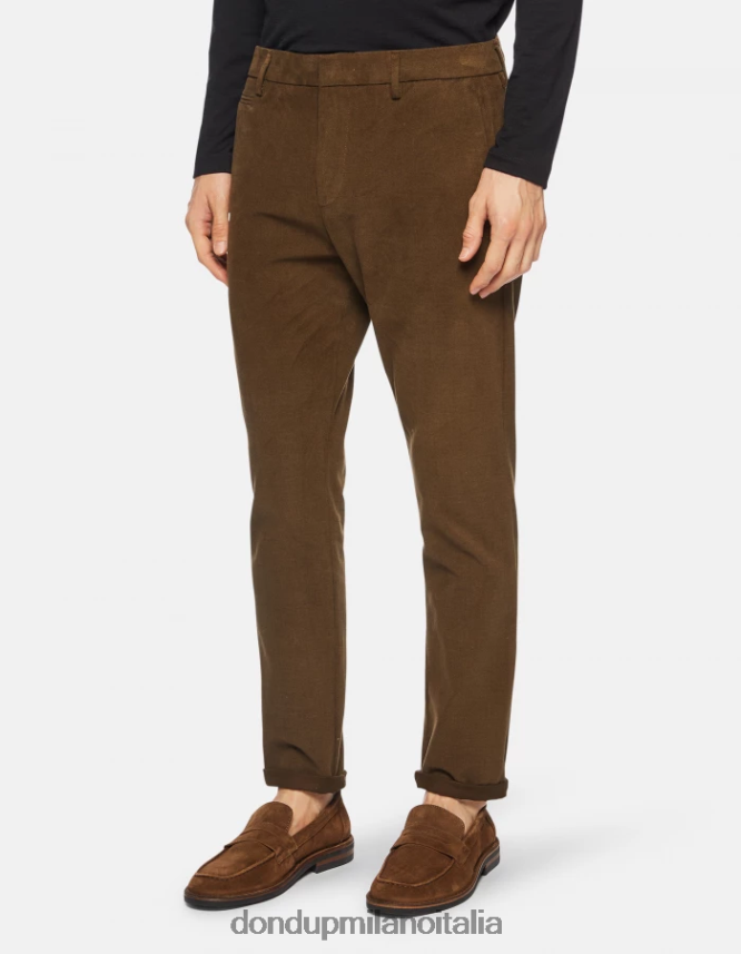 DONDUP hombres pantalones joe carrot fit de algodón vestir verde militar AZX2Z0700