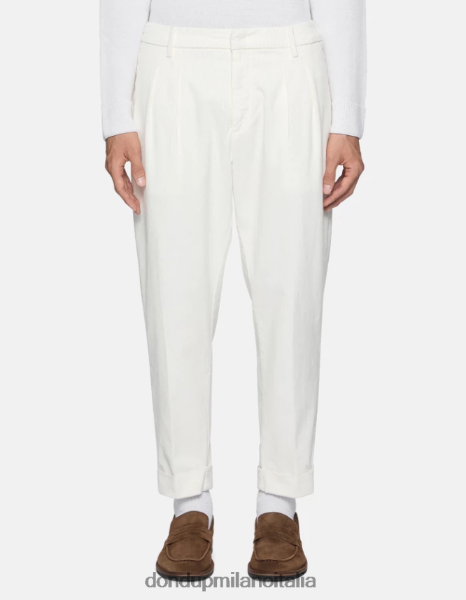 DONDUP hombres pantalones oscar carrot-fit de terciopelo vestir alabastro AZX2Z0735