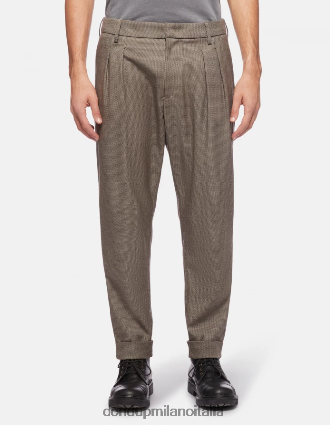 DONDUP hombres pantalones oscar carrot fit en mezcla de lana vestir corteccia AZX2Z0744