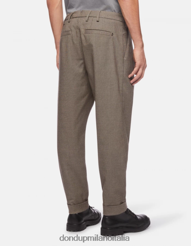 DONDUP hombres pantalones oscar carrot fit en mezcla de lana vestir corteccia AZX2Z0744