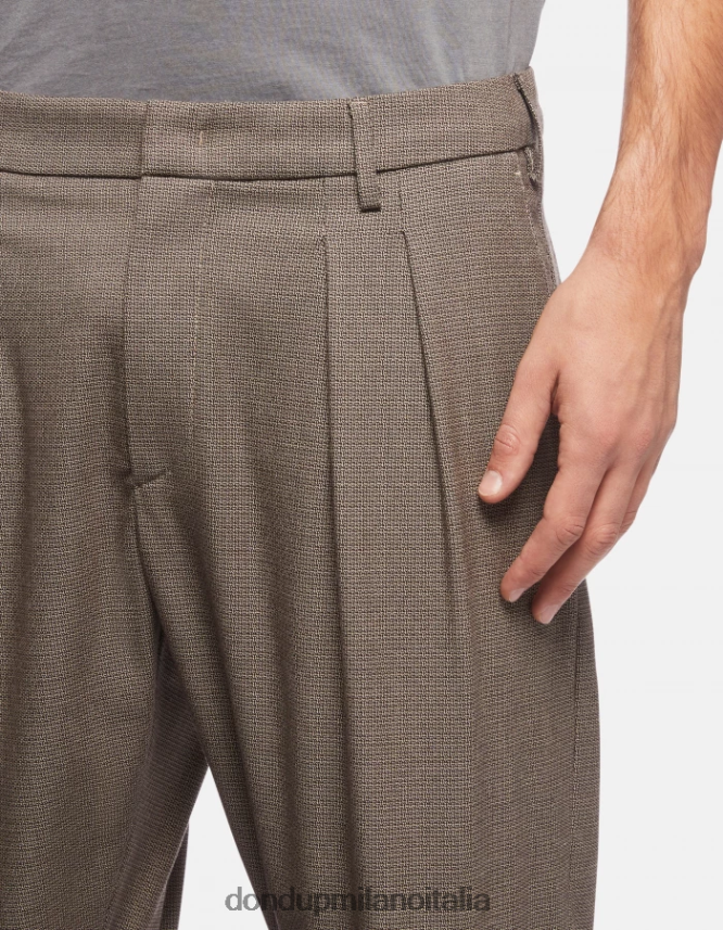 DONDUP hombres pantalones oscar carrot fit en mezcla de lana vestir corteccia AZX2Z0744