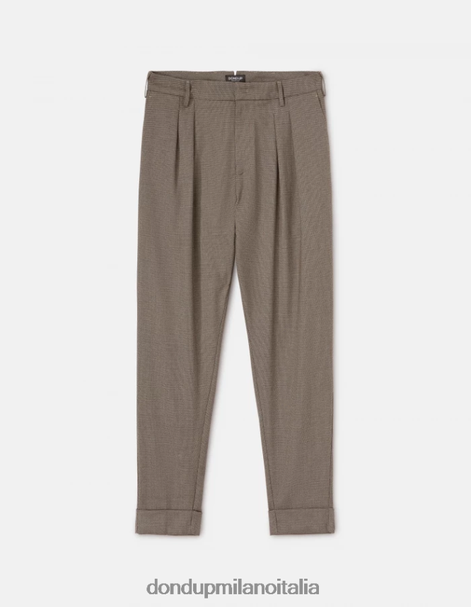DONDUP hombres pantalones oscar carrot fit en mezcla de lana vestir corteccia AZX2Z0744