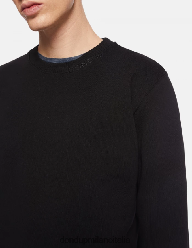 DONDUP hombres sudadera regular fit con cuello redondo vestir negro AZX2Z0841