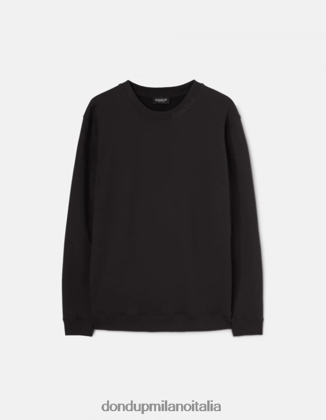DONDUP hombres sudadera regular fit con cuello redondo vestir negro AZX2Z0841