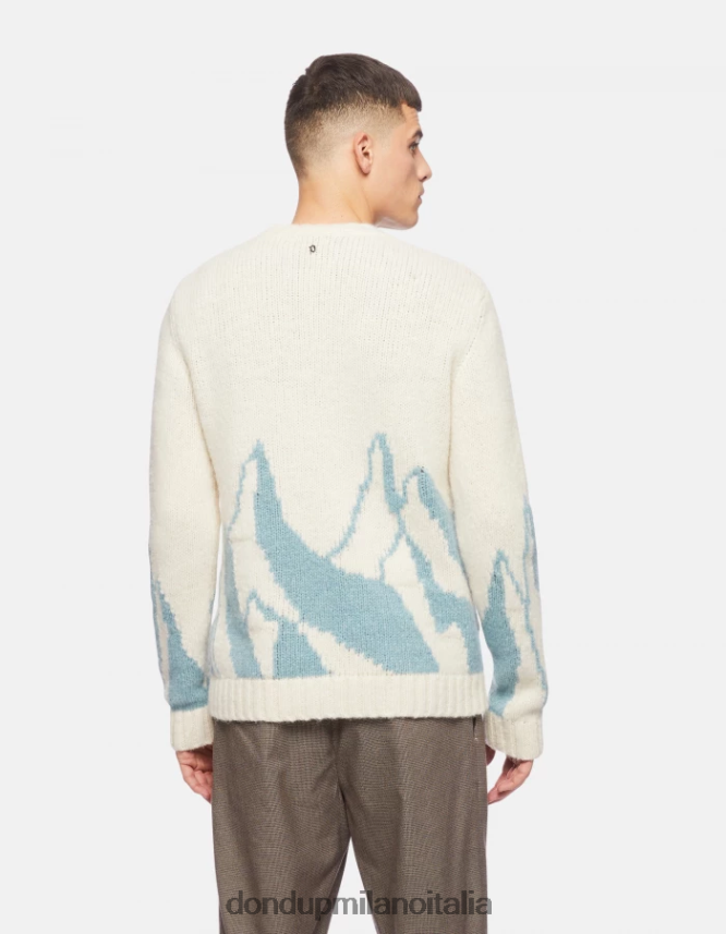 DONDUP hombres suéter de alpaca con cuello redondo vestir azul claro AZX2Z0874