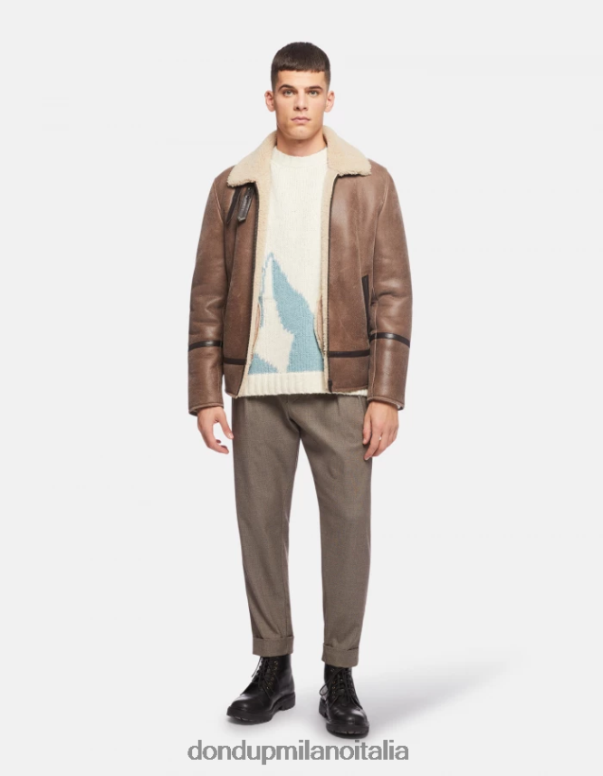 DONDUP hombres suéter de alpaca con cuello redondo vestir azul claro AZX2Z0874