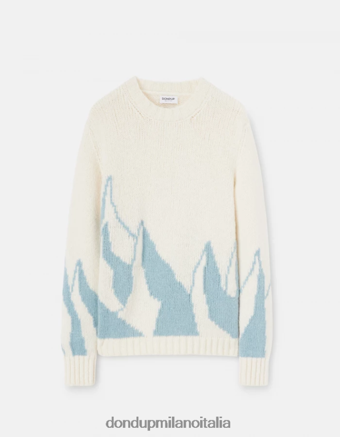 DONDUP hombres suéter de alpaca con cuello redondo vestir azul claro AZX2Z0874