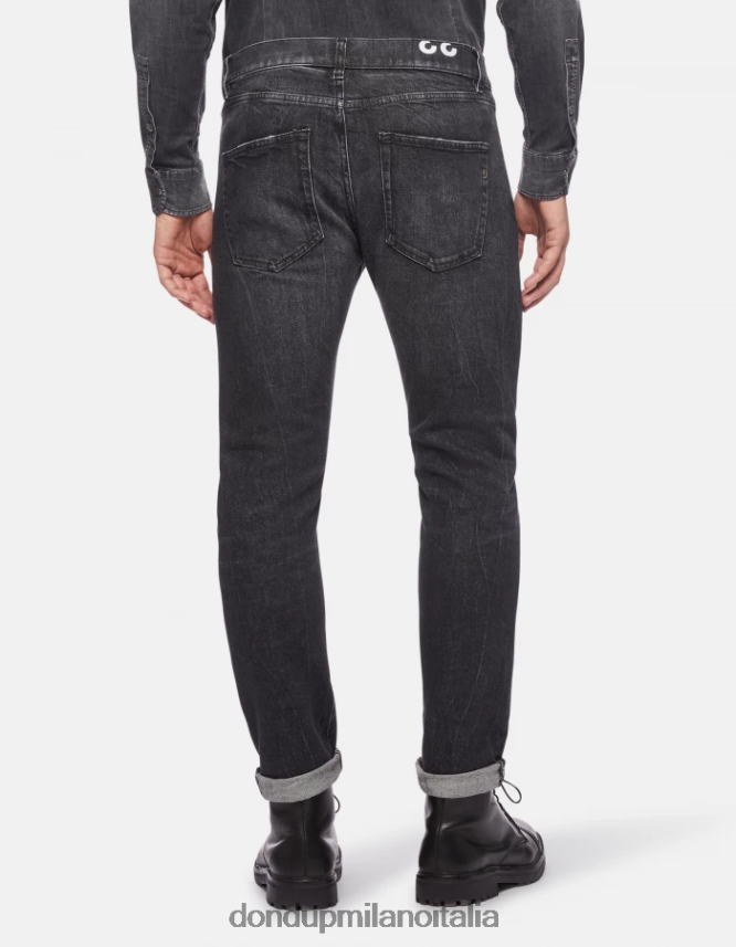 DONDUP hombres vaqueros Icon de corte regular en denim elástico vestir negro AZX2Z0641