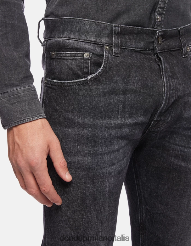 DONDUP hombres vaqueros Icon de corte regular en denim elástico vestir negro AZX2Z0641