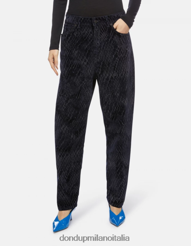 DONDUP mujer Nena jeans holgados de denim flocado vestir azul AZX2Z0117
