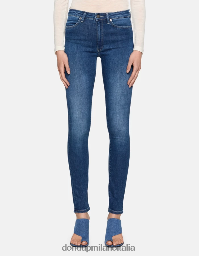 DONDUP mujer Vaqueros súper ajustados de 31 pulgadas Iris en denim elástico vestir azul AZX2Z026