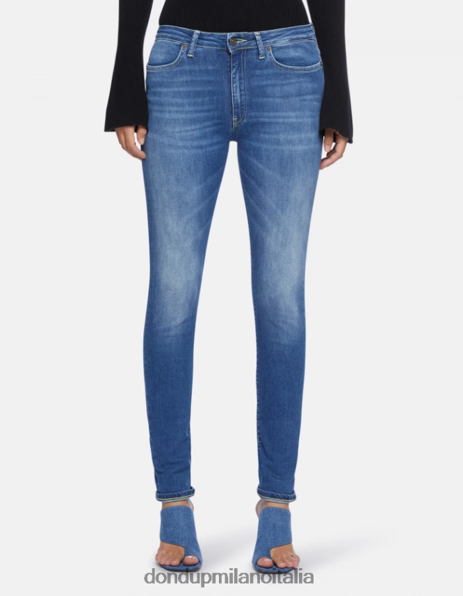 DONDUP mujer Vaqueros súper ajustados de 31 pulgadas Iris en denim elástico vestir azul AZX2Z053
