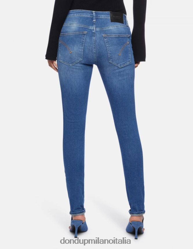 DONDUP mujer Vaqueros súper ajustados de 31 pulgadas Iris en denim elástico vestir azul AZX2Z053