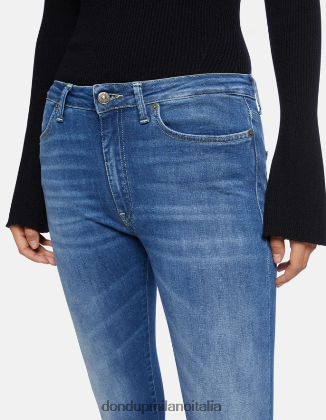 DONDUP mujer Vaqueros súper ajustados de 31 pulgadas Iris en denim elástico vestir azul AZX2Z053