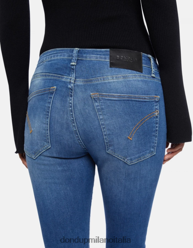 DONDUP mujer Vaqueros súper ajustados de 31 pulgadas Iris en denim elástico vestir azul AZX2Z053
