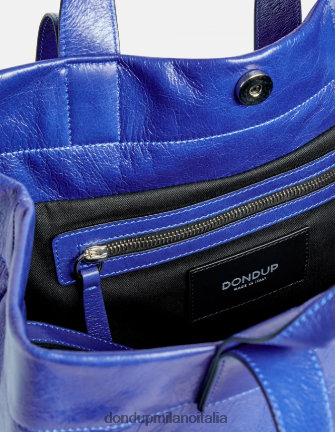 DONDUP mujer bolso shopper de cuero brillante accesorios turquesa AZX2Z0495