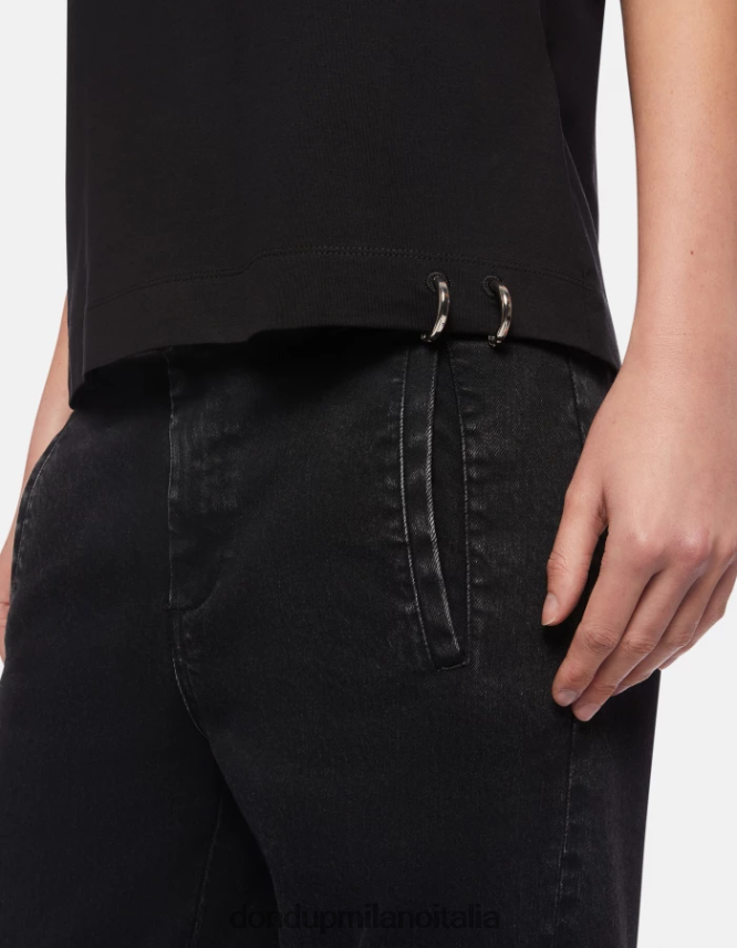 DONDUP mujer camiseta de punto regular fit vestir negro AZX2Z0411