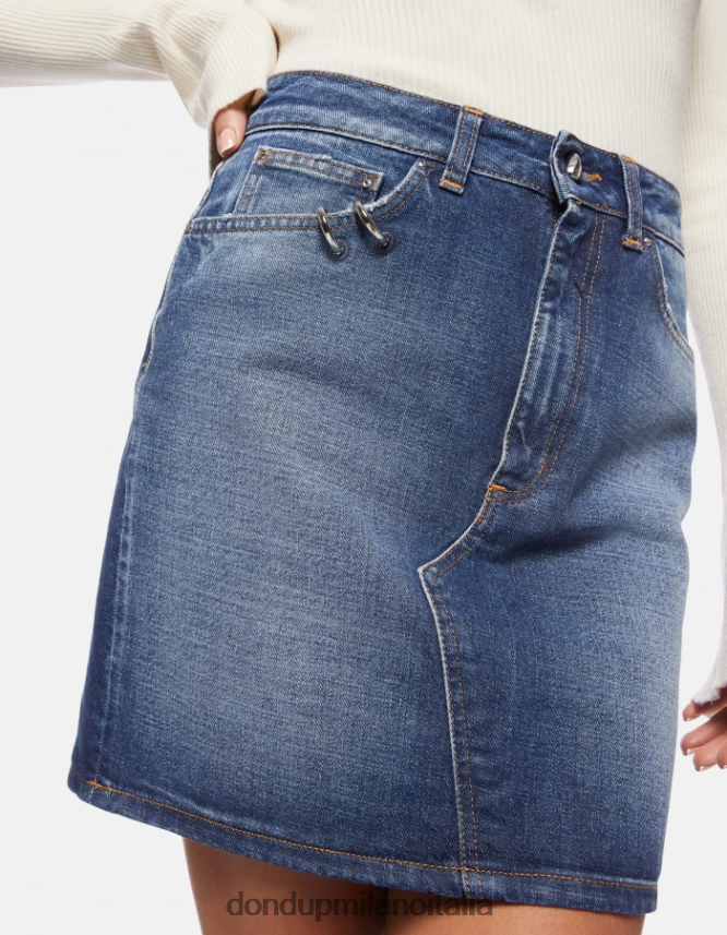 DONDUP mujer falda corta de mezclilla rígida vestir azul AZX2Z0404