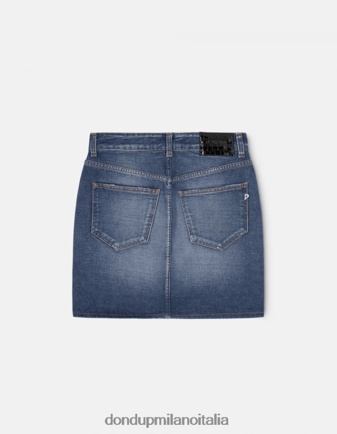 DONDUP mujer falda corta de mezclilla rígida vestir azul AZX2Z0404