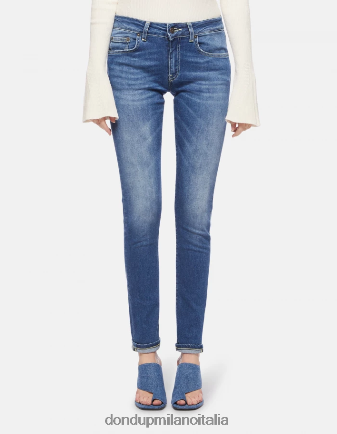 DONDUP mujer jeans gaia de denim elástico súper ajustados vestir azul AZX2Z048