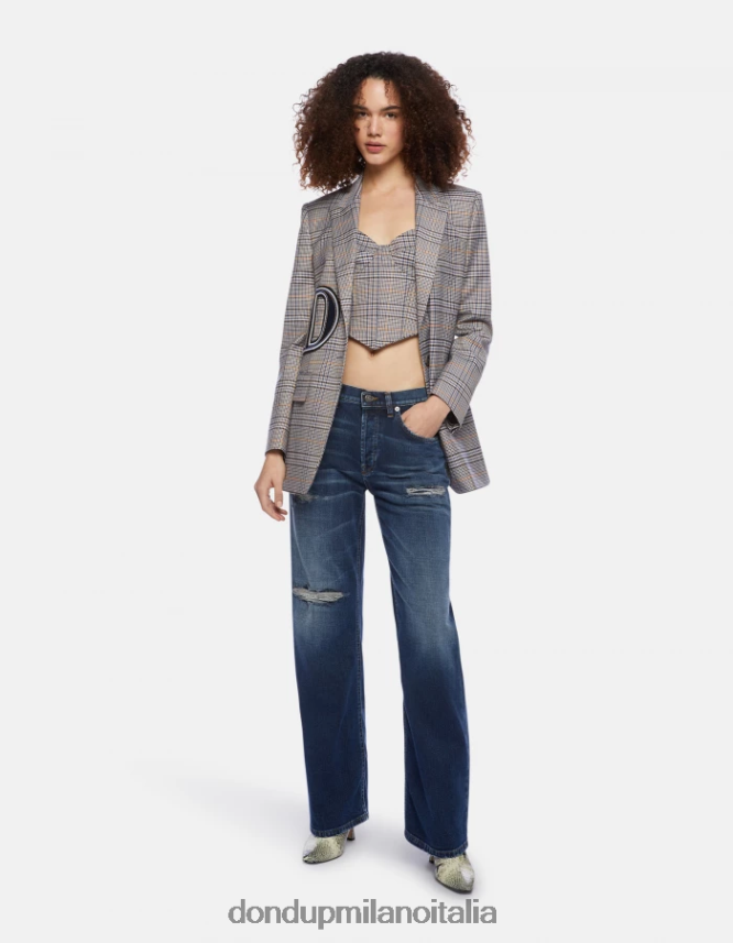 DONDUP mujer jeans jacklyn de mezclilla elástica con pernera ancha vestir azul AZX2Z0100