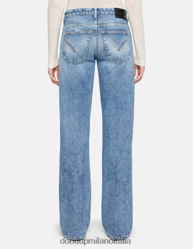 DONDUP mujer jeans jacklyn de mezclilla rígida con pernera ancha vestir azul AZX2Z081