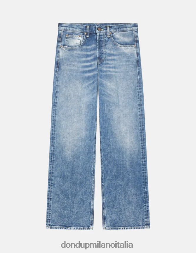 DONDUP mujer jeans jacklyn de mezclilla rígida con pernera ancha vestir azul AZX2Z081