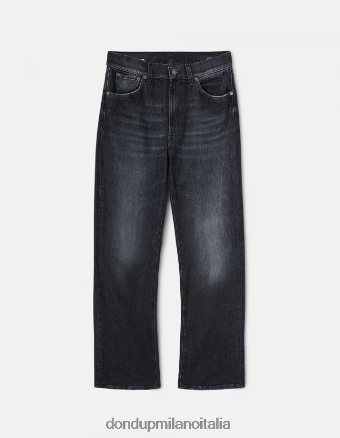 DONDUP mujer jeans mabel de mezclilla elástica con pernera ancha vestir negro AZX2Z0104