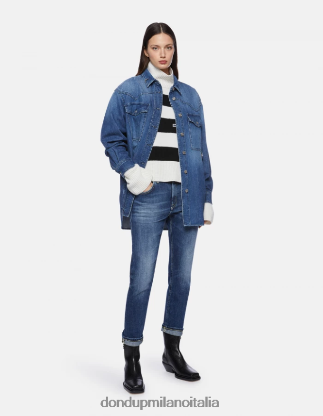 DONDUP mujer jeans mila carrot fit de denim elástico vestir azul AZX2Z065