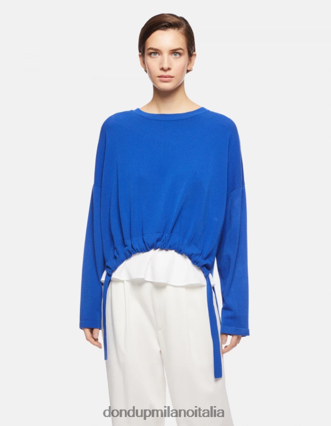 DONDUP mujer jersey de viscosa con cuello redondo vestir azul real AZX2Z0324