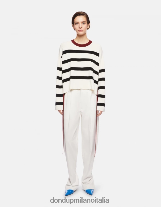 DONDUP mujer jersey de viscosa con cuello redondo vestir blanco negro AZX2Z0339
