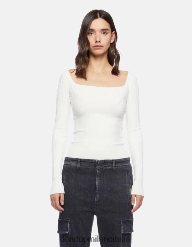DONDUP mujer jersey de viscosa con cuello redondo vestir burro AZX2Z0300