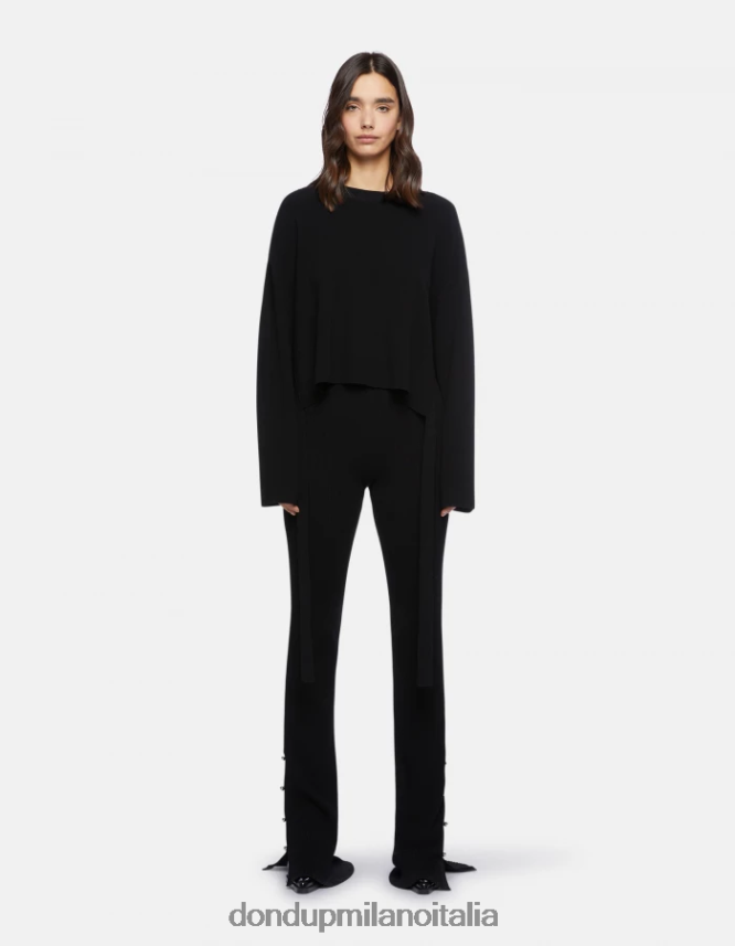 DONDUP mujer jersey de viscosa con cuello redondo vestir negro AZX2Z0333
