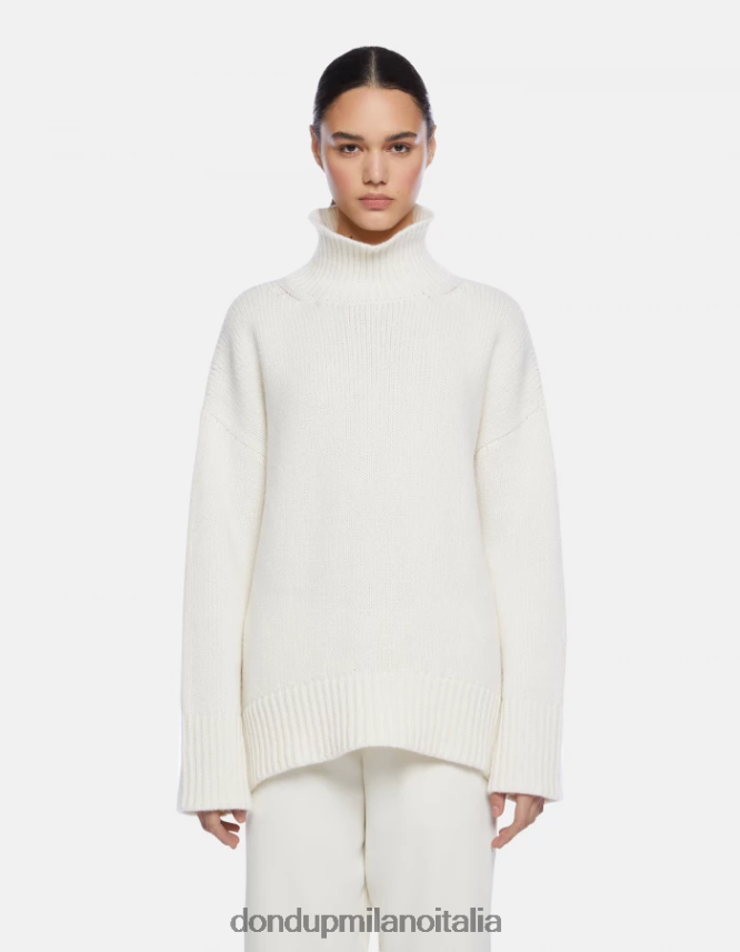 DONDUP mujer jersey oversize de canalé estilo pescador con cuello tipo polo vestir alabastro AZX2Z0309