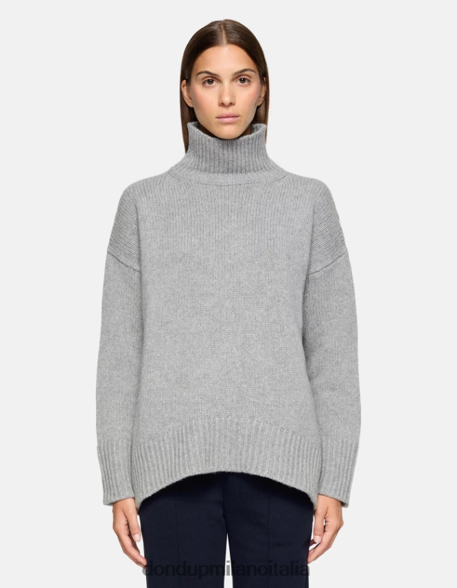 DONDUP mujer jersey oversize de canalé estilo pescador con cuello tipo polo vestir gris AZX2Z0308