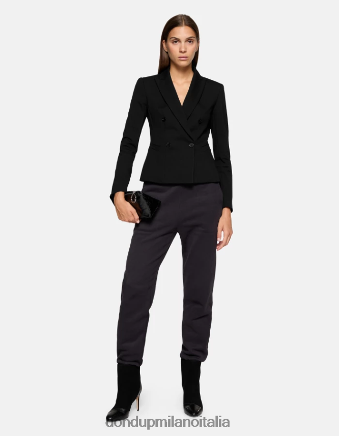 DONDUP mujer joggers regular fit de lana vestir negro AZX2Z0139